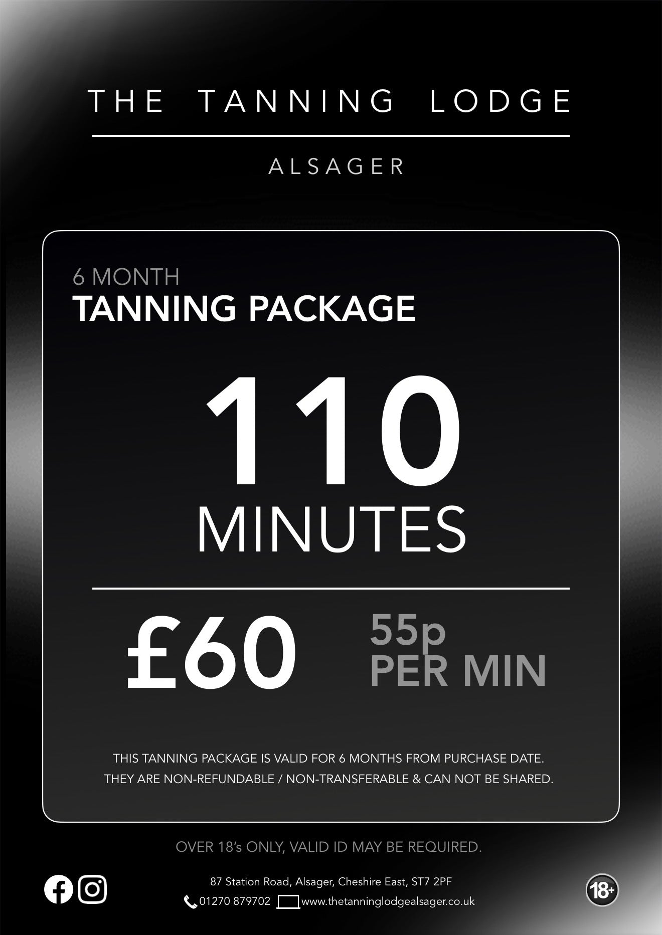 110 Minutes- 6 Month Tanning Package