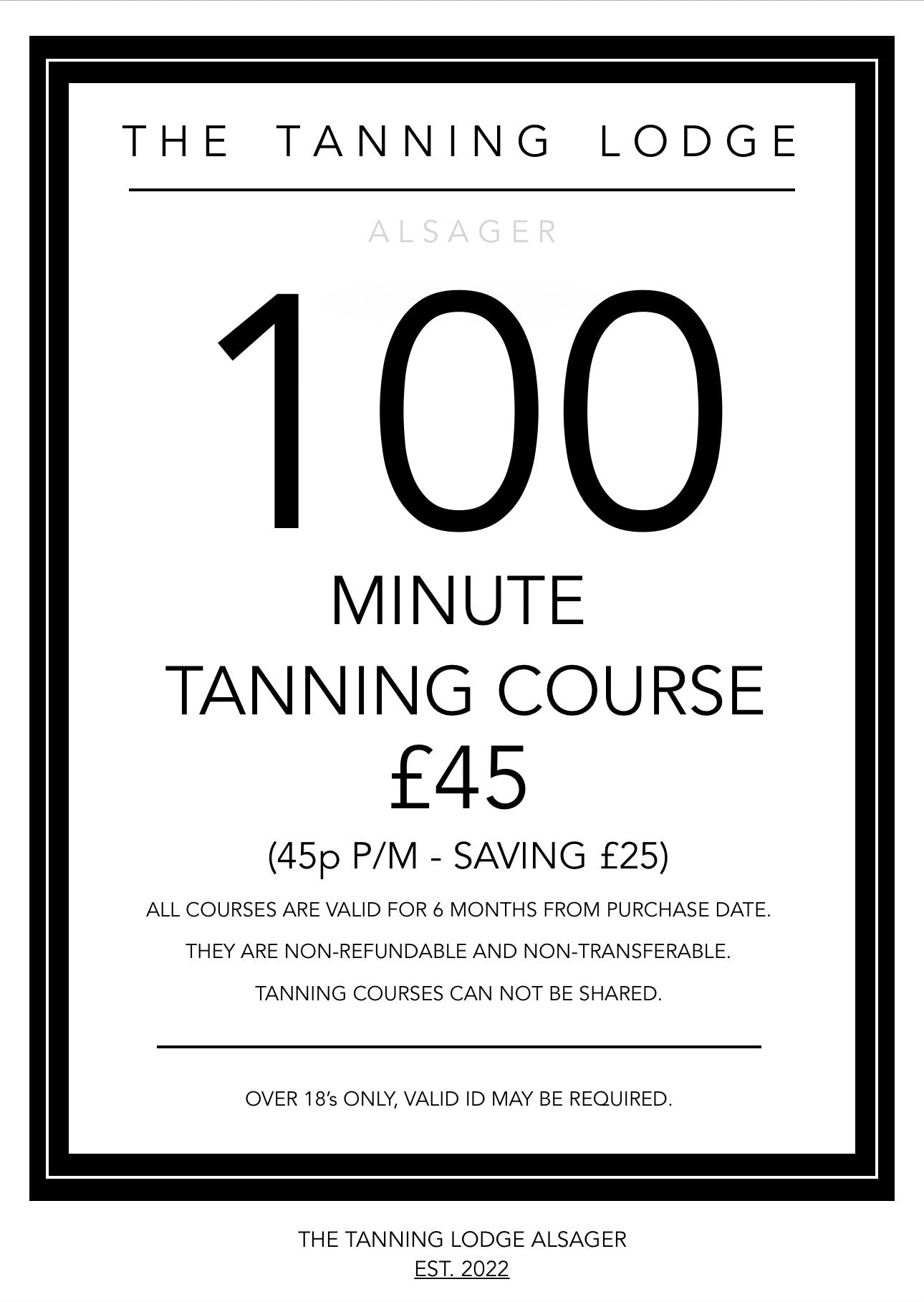 100 MINUTE TANNING COURSE