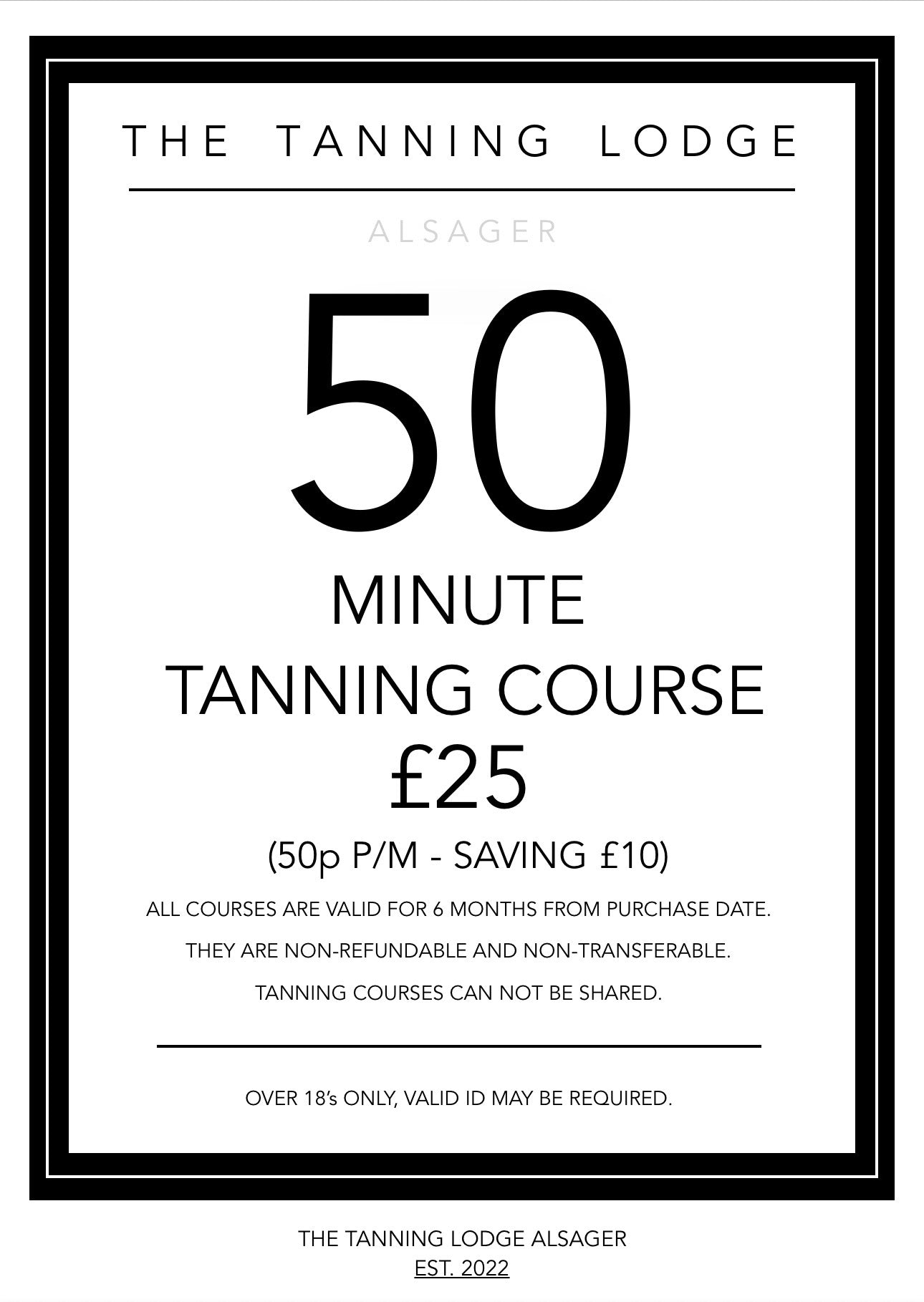 50 MINUTE TANNING COURSE